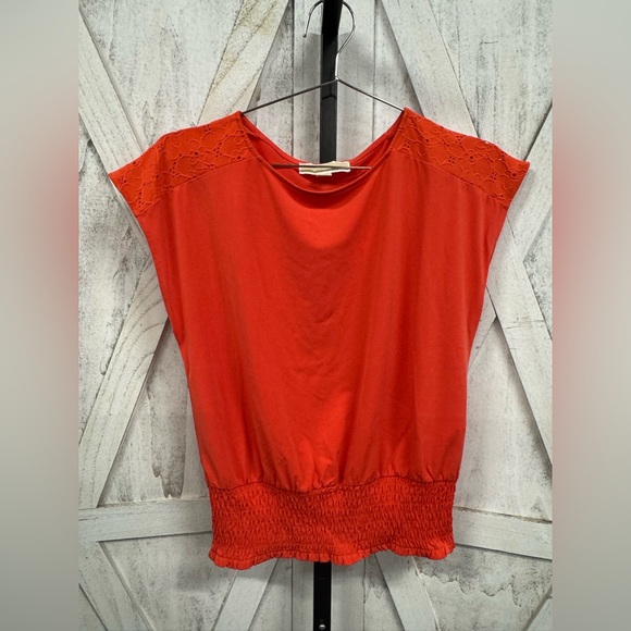 MICHAEL Michael Kors Tops - MICHAEL Michael Kors Red Lace Shoulder Blouse